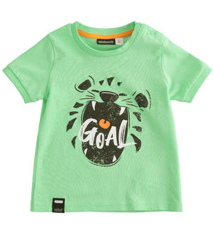 T-shirt bambino 100% cotone con stampa e scritta "goal" ROSSO