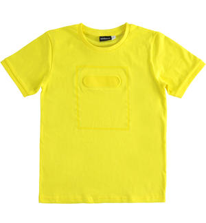 T-shirt bambino 100% cotone con stampa gommata GIALLO