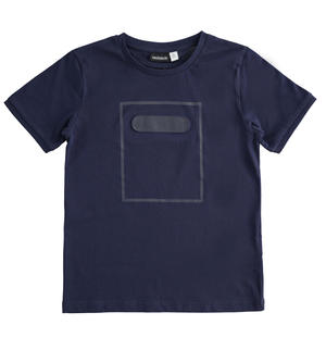 T-shirt bambino 100% cotone con stampa gommata BLU