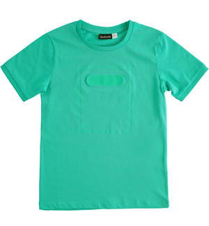 T-shirt bambino 100% cotone con stampa gommata VERDE