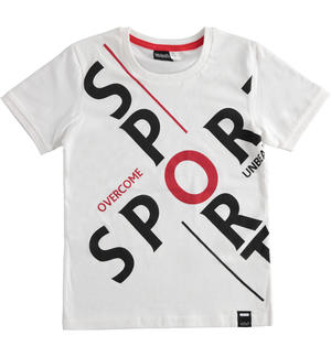 T-shirt bambino 100% cotone stampa sport BIANCO