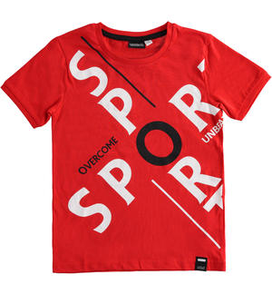 T-shirt bambino 100% cotone stampa sport ROSSO