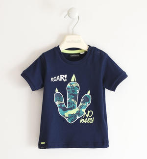 T-shirt bambino 100% cotone tema dinosauro BLU