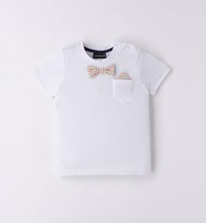 T-shirt bambino con papillon BIANCO