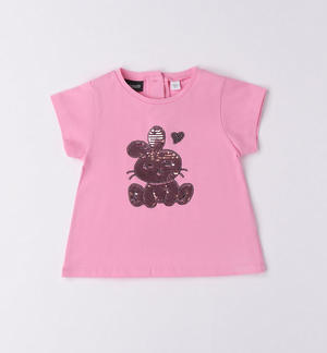 T-shirt coniglietto paillettes bambina ROSA