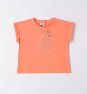 T-shirt glitter bambina ARANCIONE