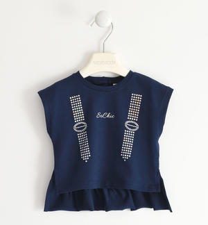 T-shirt per bambina con balza arricciata BLU