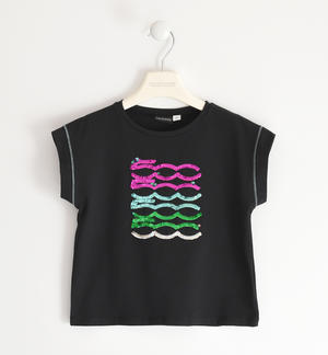 T-shirt per bambina con logo 500 di paillettes reversibili