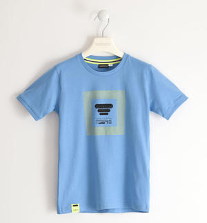 T-shirt per bambino 100% cotone con stampe diverse AZZURRO