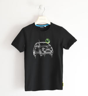 T-shirt per bambino con stampa Fiat 500 e badge NERO