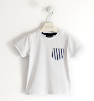 T-shirt per bambino con taschino fantasia BIANCO