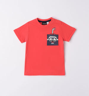 T-shirt taschino bambino 100% cotone ROSSO