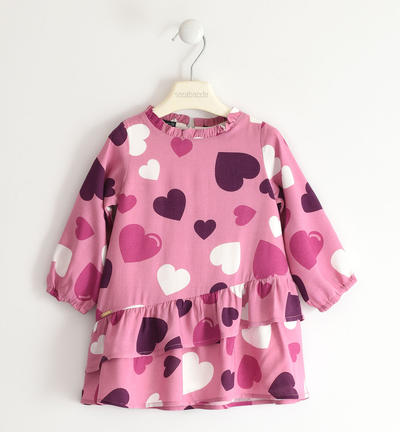 Abito bambina all over di cuori ROSA