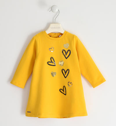 Abito bambina con cuori GIALLO