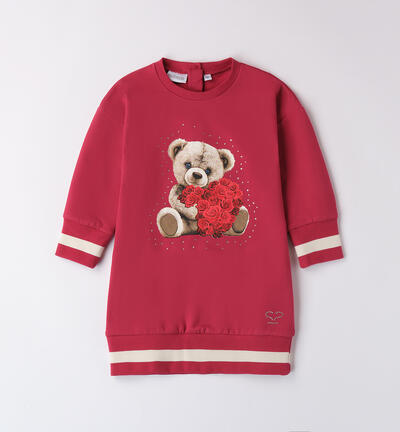 Dress with bear for girls RED