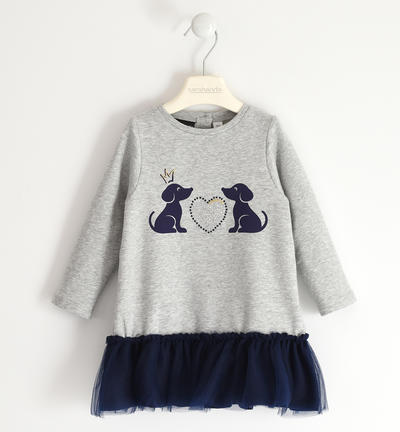 Abito bambina con tulle GRIGIO