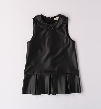 Shiny fabric dress for girls BLACK