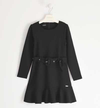 Abito elegante con cintura per ragazza NERO