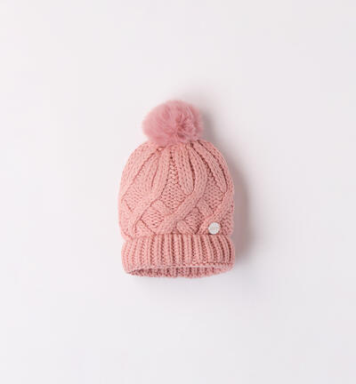 Newborn hat with pompom PINK