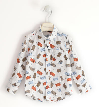 Camicia bambino con cagnolini BIANCO
