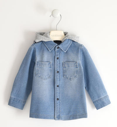 Camicia bambino con cappuccio staccabile BLU