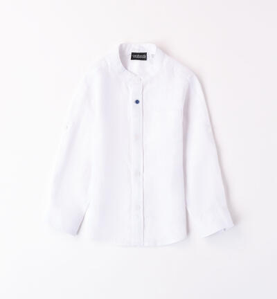 Boys' mandarin collar shirt WHITE