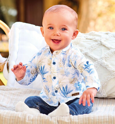 Baby mandarin collar shirt WHITE