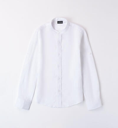 Boys' Mandarin collar shirt WHITE