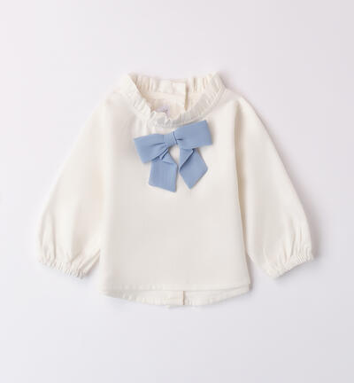 Baby girl shirt with bow LIGHT BLUE