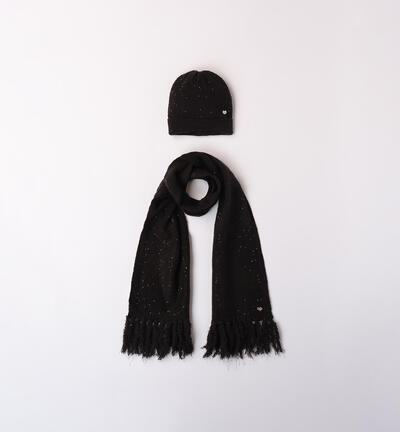 Hat and scarf for girls BLACK