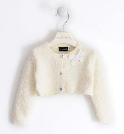 Cardigan bambina con fiocco PANNA