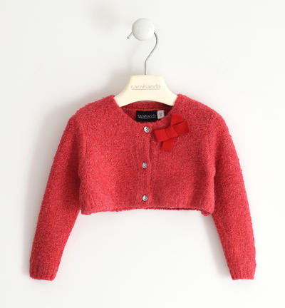 Cardigan bambina con fiocco ROSSO