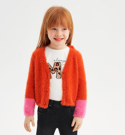 Cardigan bambina in tricot ARANCIONE