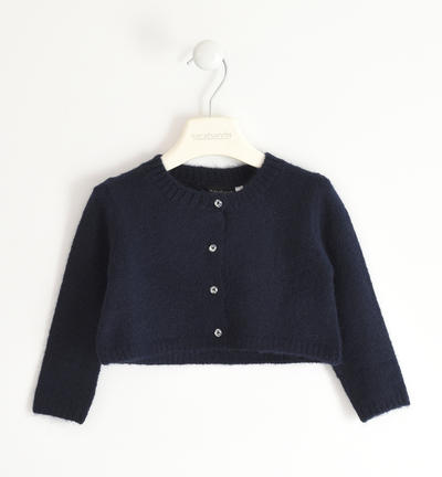 Cardigan bambina in tricot stretch BLU