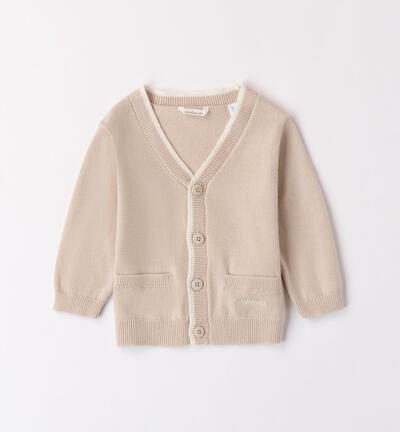 Boys' 100% cotton cardigan BEIGE