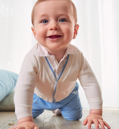 Boys' 100% cotton cardigan CREAM