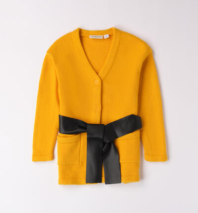 Long cardigan for girls YELLOW