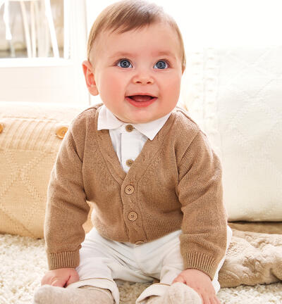 Cardigan for baby boy BEIGE