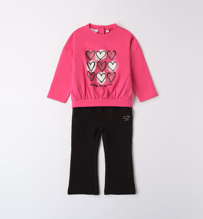 Outfit with hearts for girls FUCHSIA