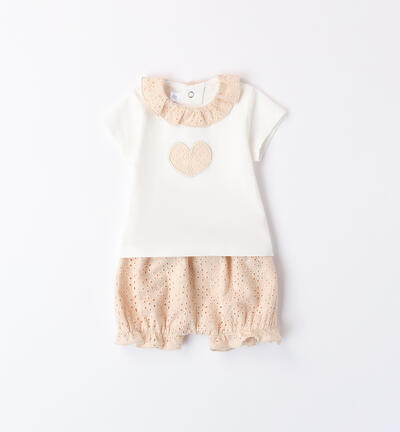 Completo due pezzi per bimba neonata BEIGE