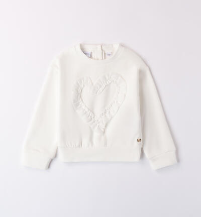 Sweatshirt with heart for girls CREAM