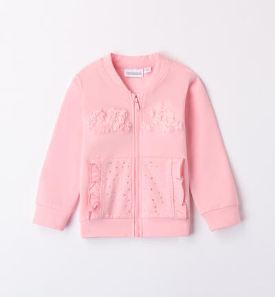 Sweatshirt with rhinestones for girls PINK