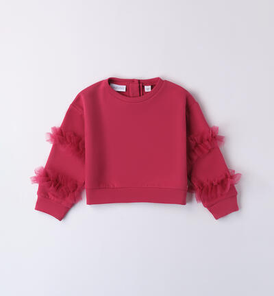 Sweatshirt with tulle for girls RED