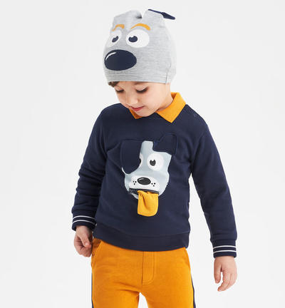 Felpa bambino con stampa cagnolino BLU