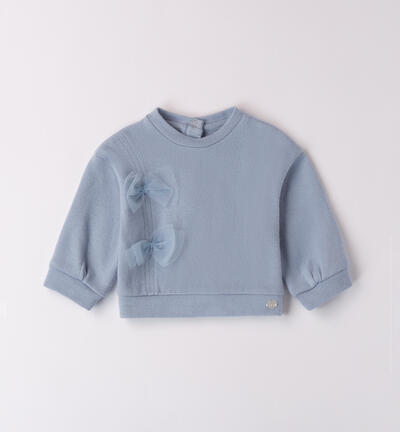 Sweatshirt for baby girl with bows LIGHT BLUE