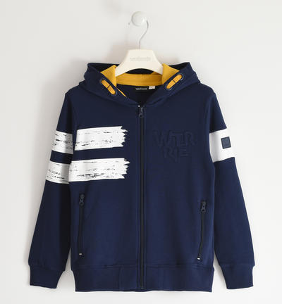 Felpa con zip per ragazzo 100% cotone BLU