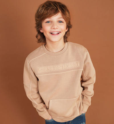 Felpa over ragazzo 100% cotone MARRONE