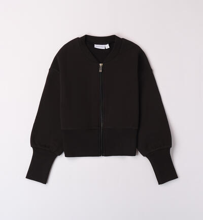 Zip-up sweatshirt for girls BLACK