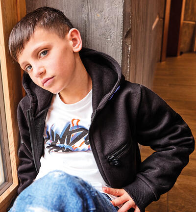 Zip-up sweatshirt for boys BLACK