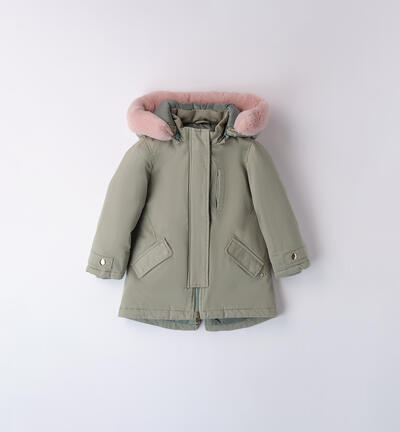 Long jacket for girls GREEN